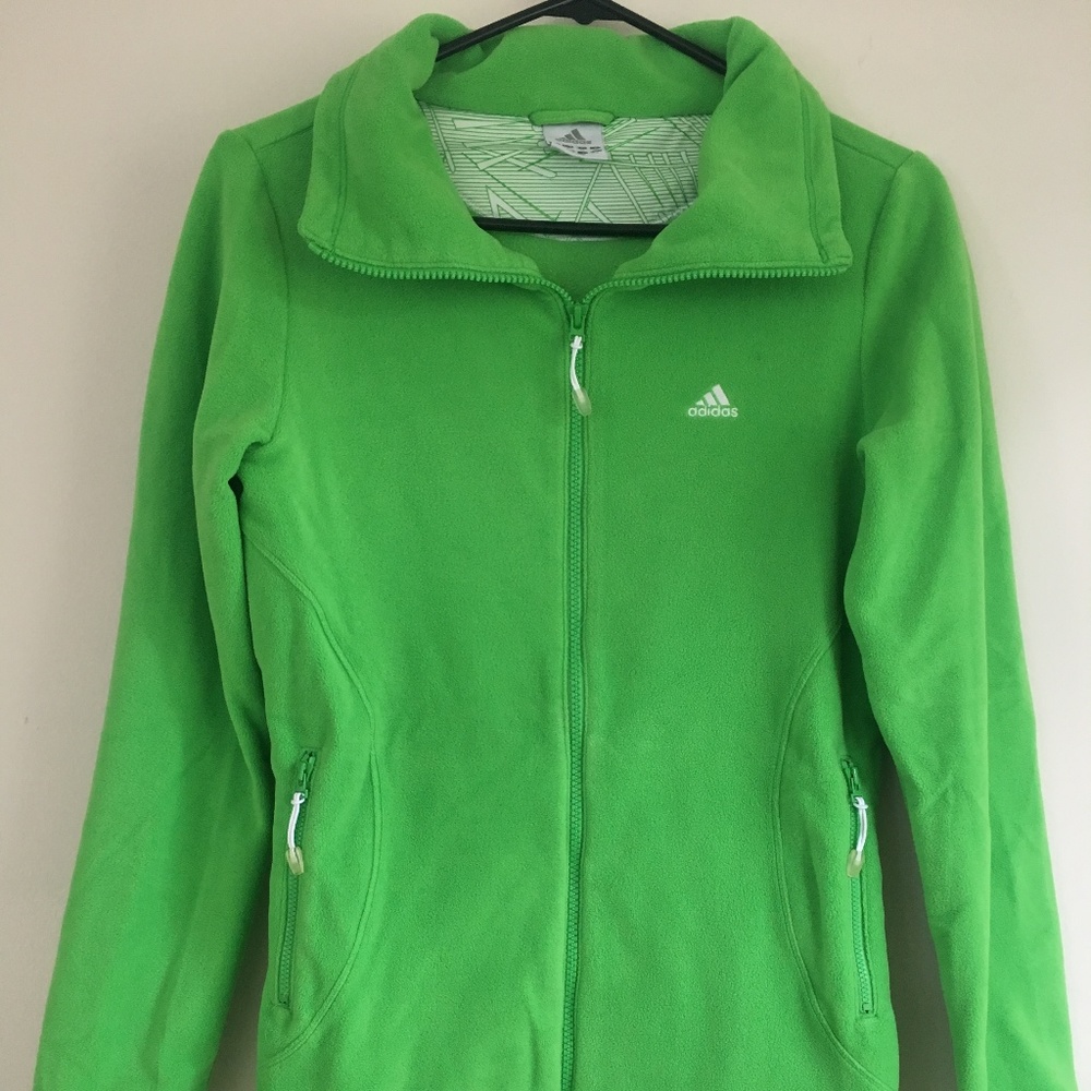 Women's Adidas Fleece Zip Up (Lime Green, S)